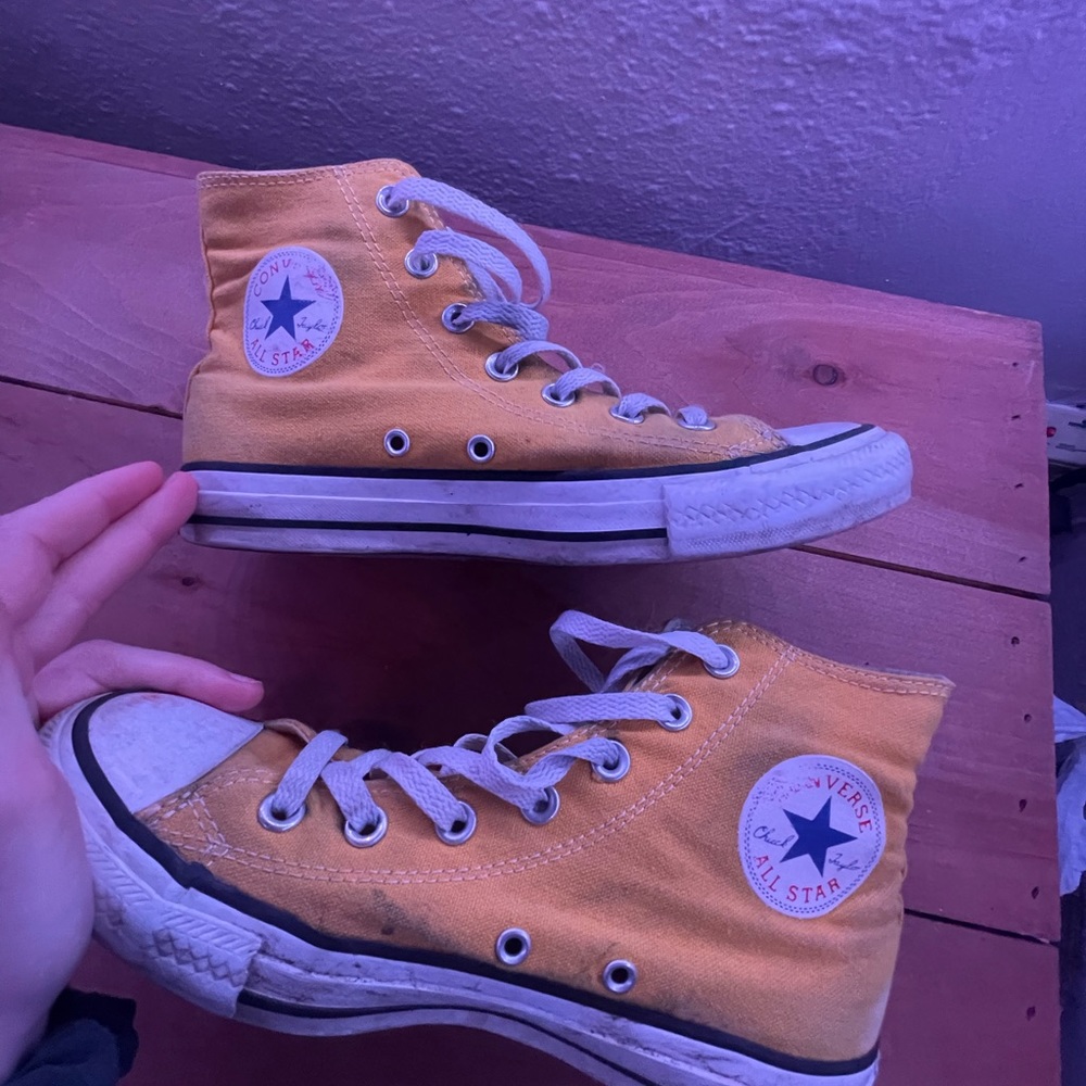 Yellow high top converse